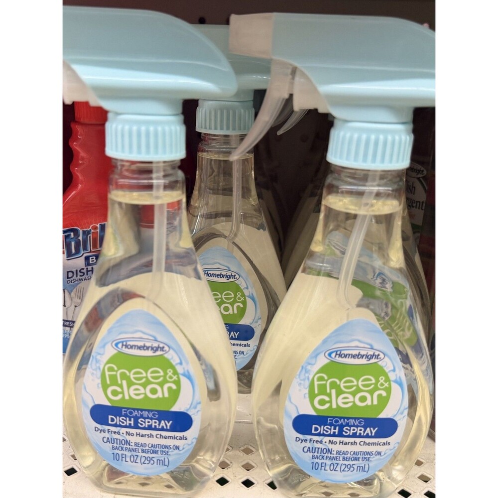 Homebright Free & Clear Foaming Dish Spray Dye-Free 10 fl oz (LOT OF 25)